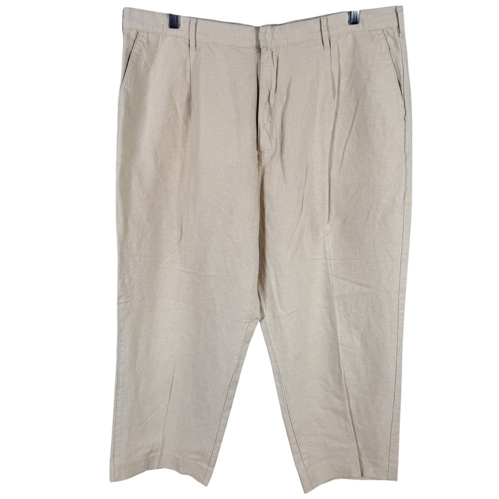 Gap Loose Fit Pleated Linen Blend Pants Mens Actual 38x26 Khaki Beige